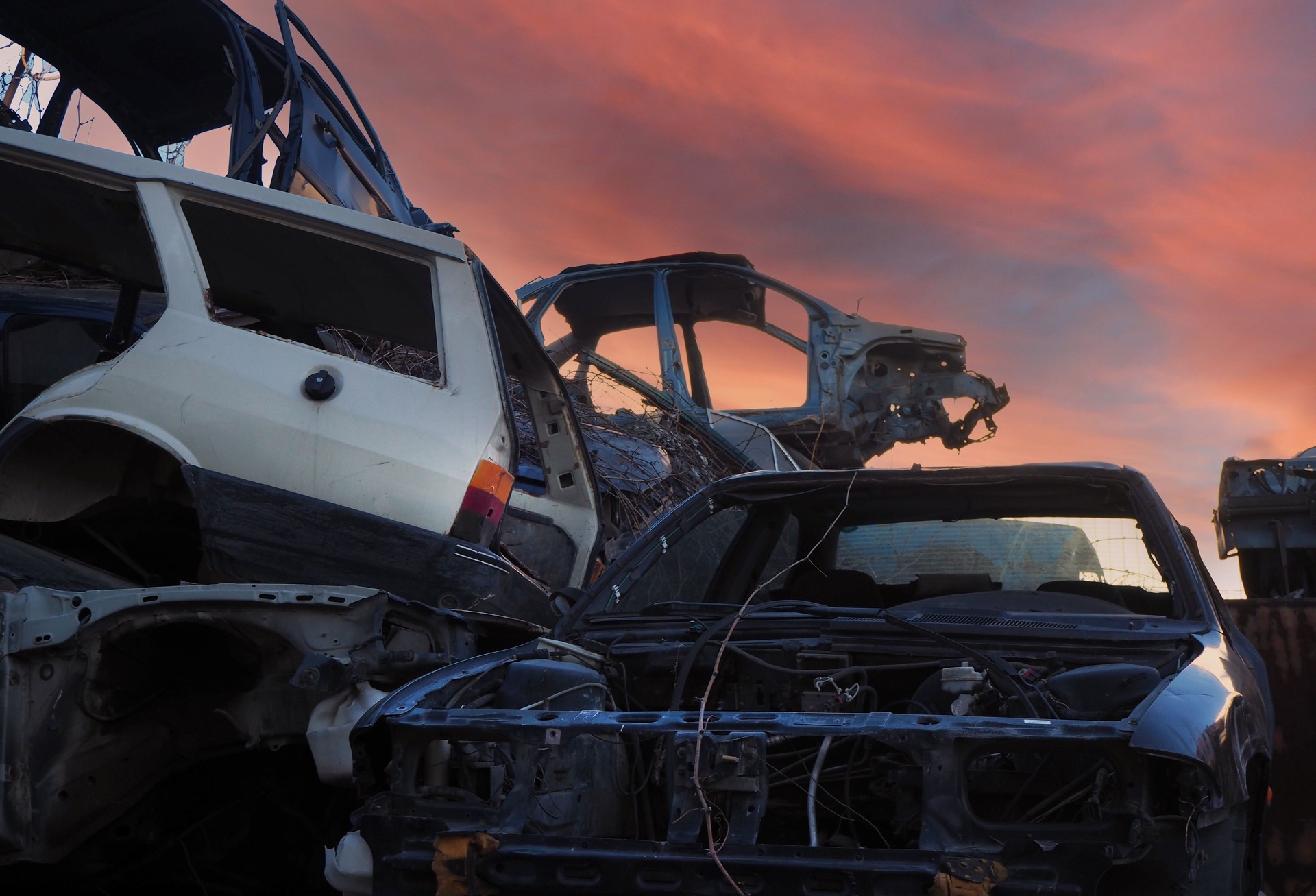 Pile of wrecked cars